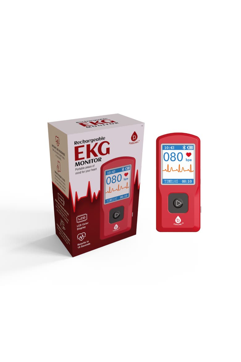 Rechargeable EKG Monitor, Main, color, Red
