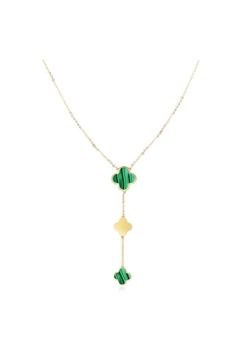 Malachite Clover Lariat Necklace, Main, color, Malachite