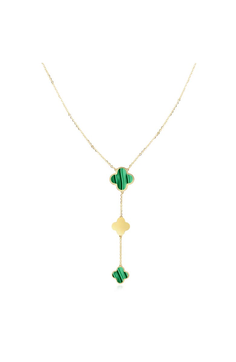 The Lovery Fine Jewelry Malachite Clover Lariat Necklace, Main, color, Malachite
