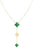 The Lovery Fine Jewelry Malachite Clover Lariat Necklace