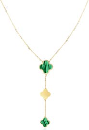The Lovery Fine Jewelry Malachite Clover Lariat Necklace