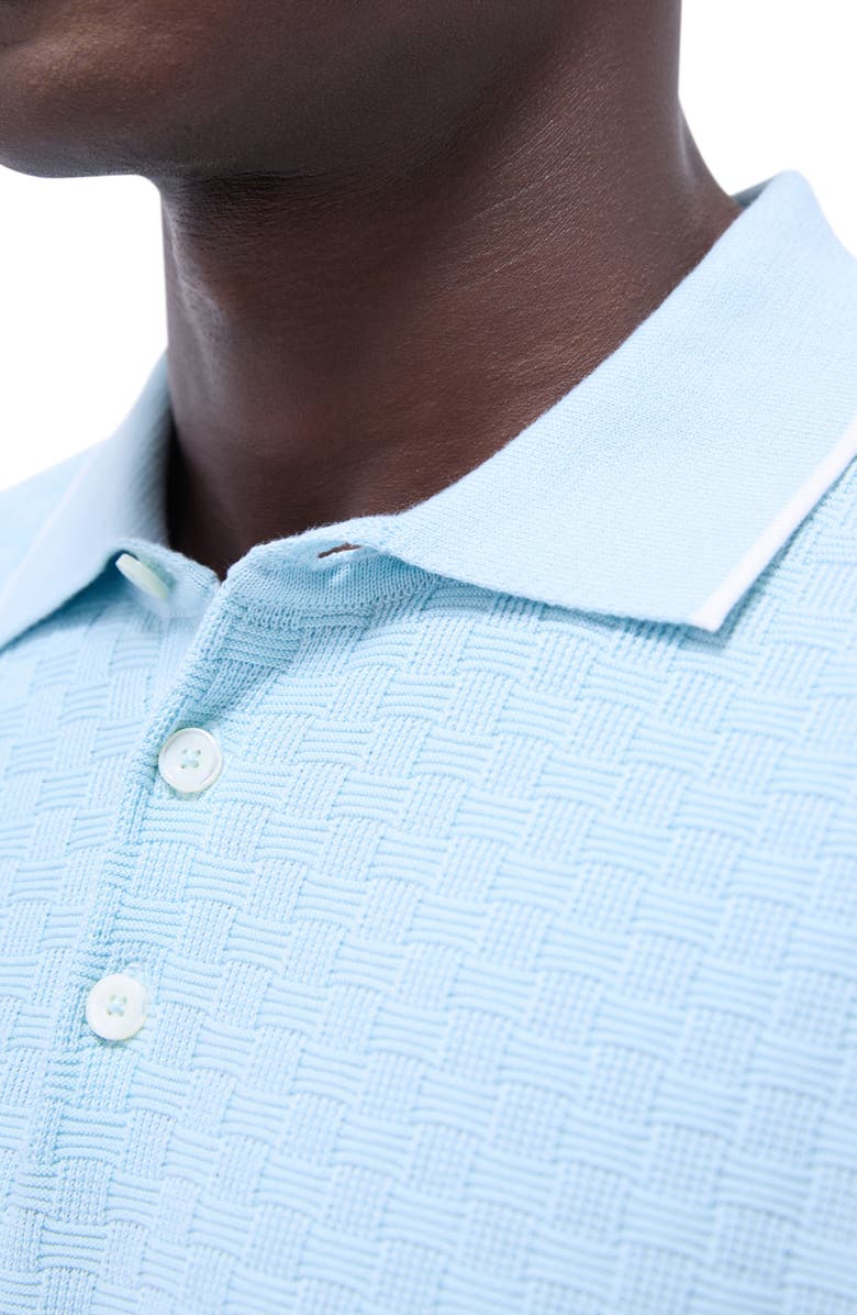 Bugatchi Tipped Contrast Collar Polo Sweater, Alternate, color, Ice