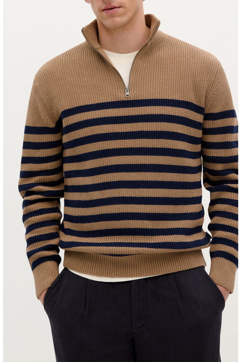 New Zip Arq Tricot, Main, color, Beige Navy