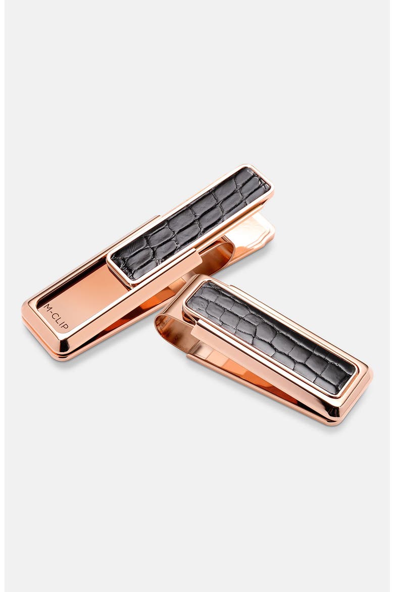 New Yorker Alligator Money Clip, Main, color, ROSE GOLD/ BLACK