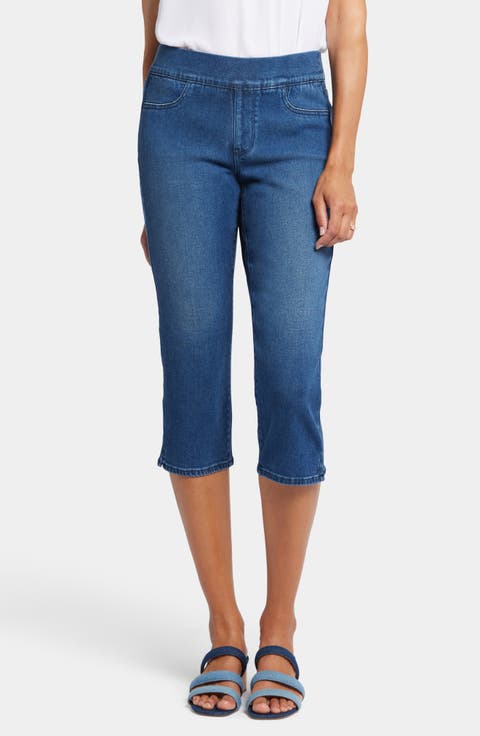 Dakota Side Slit Pull-On Capri Jeans (Petite)