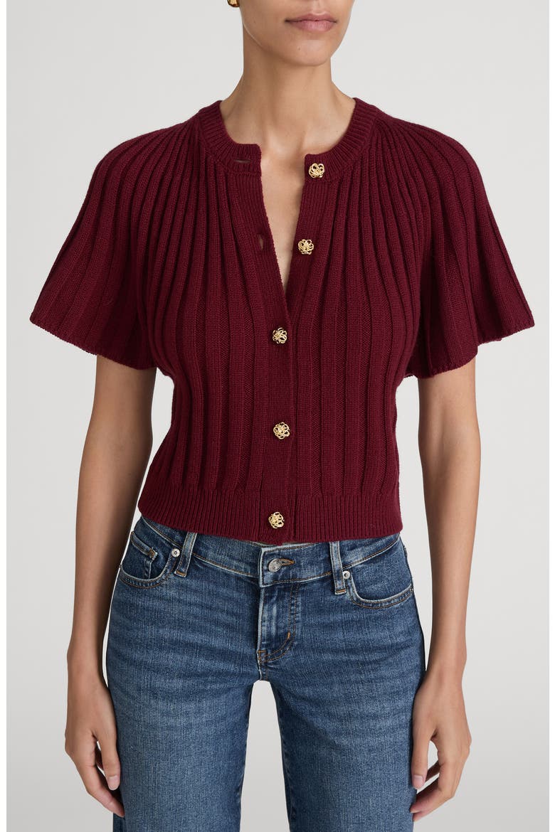 The Flutter Wool & Cashmere Cardigan, Main, color, DEEP GARNET