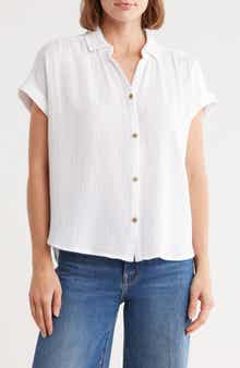 beachlunchlounge Dawson Short Sleeve Cotton Button-Up Shirt