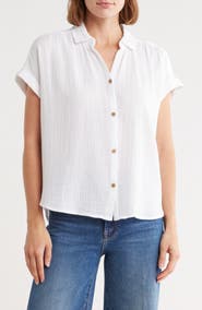 beachlunchlounge Dawson Short Sleeve Cotton Button-Up Shirt