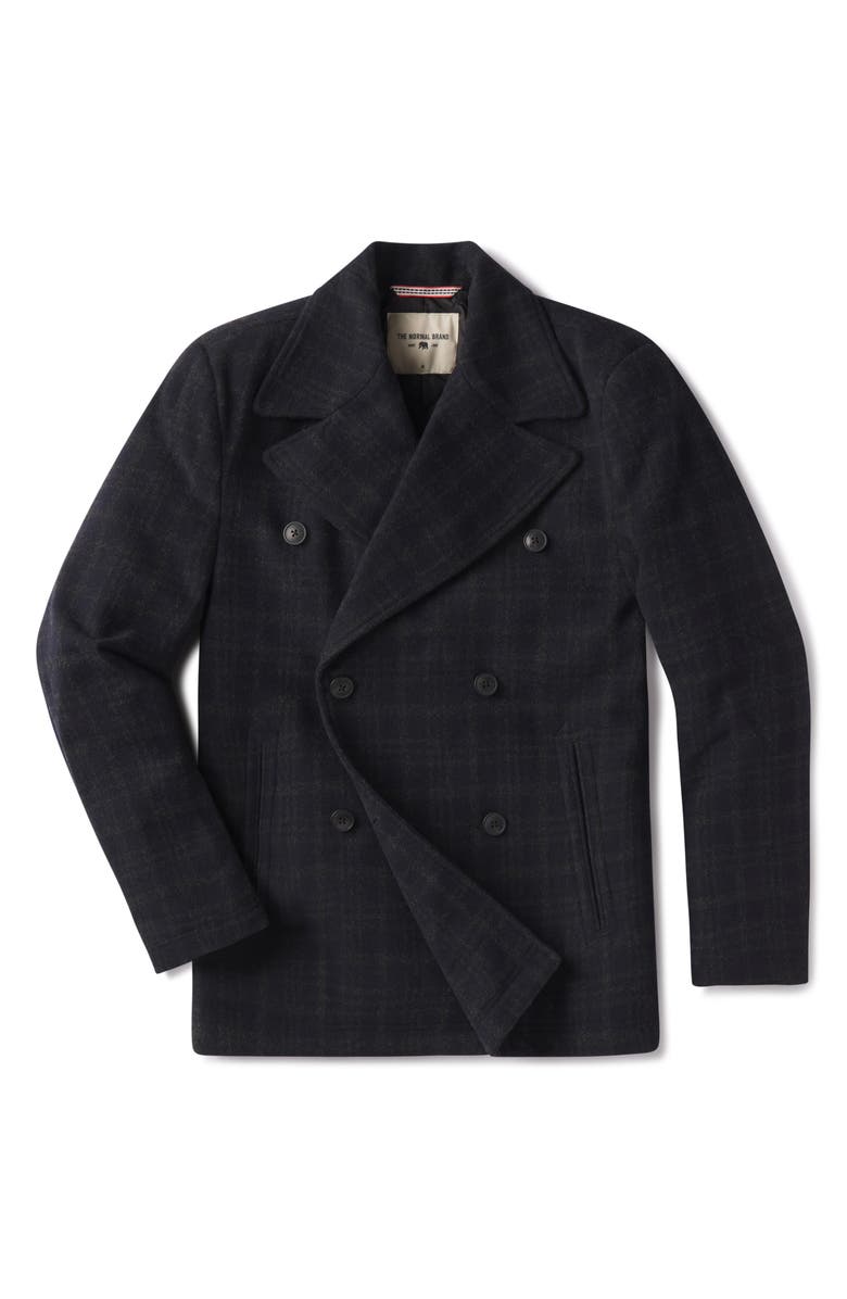 The Normal Brand Lan Windowpane Plaid Peacoat, Alternate, color, Navy Plaid