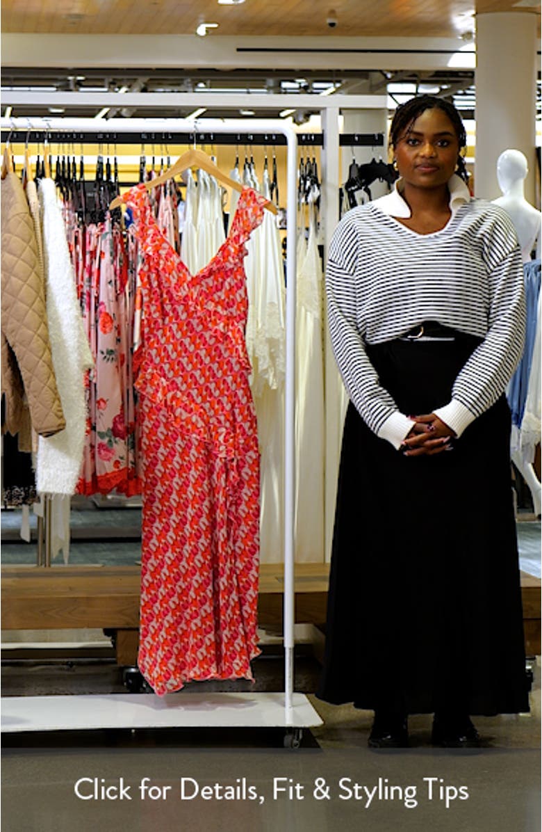 Sloane Ruffle Trim Midi Dress, sales video thumbnail