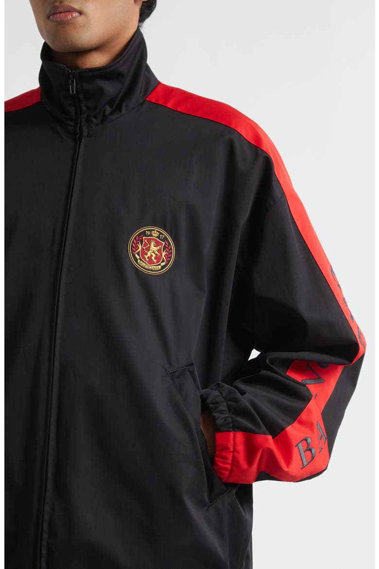 Embroidered Crest Track Jacket, Alternate, color, 1000 BLACK