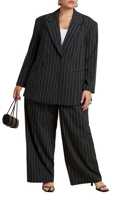 Wide Leg Pinstripe Trouser