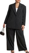 ELOQUII Wide Leg Pinstripe Trouser