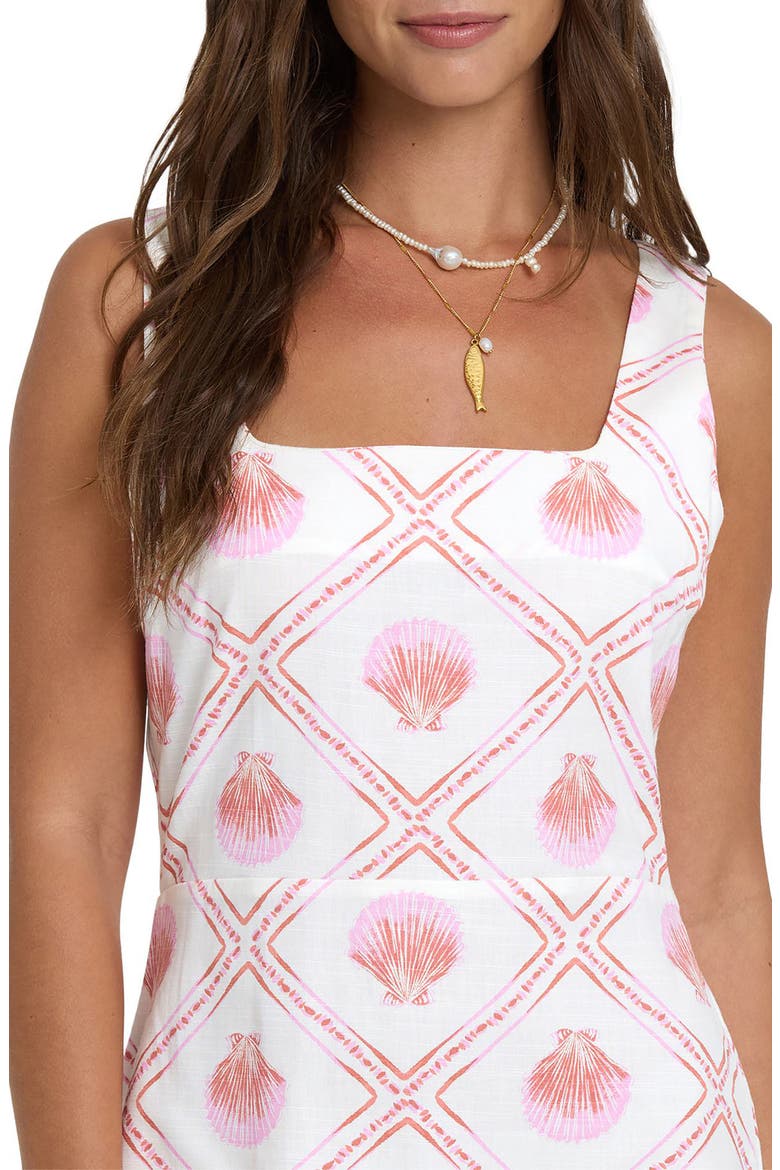 Sunlit Sky Seashell Print Cotton Blend Minidress, Alternate, color, SALT CRYSTAL