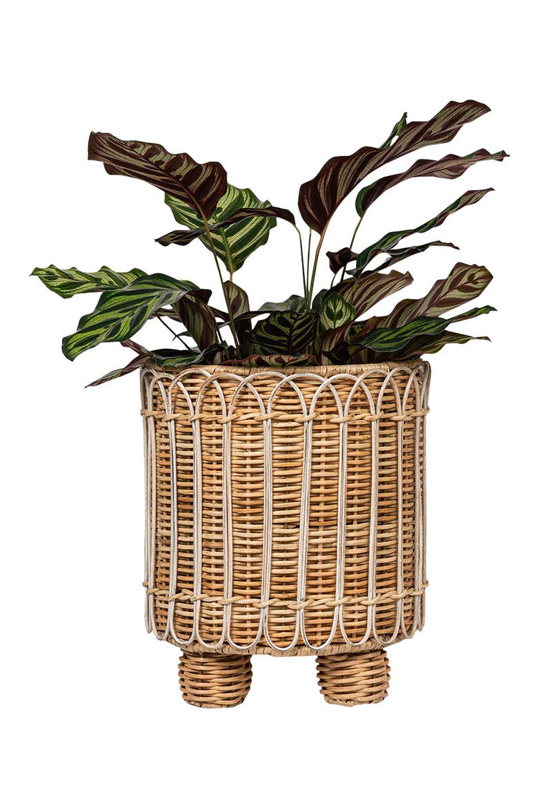 Provence Rattan 8-Inch Round Planter, Alternate, color, WHITEWASH