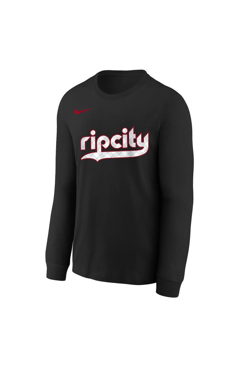 Nike Youth Nike  Black Portland Trail Blazers 2024/25 City Edition Wordmark Performance Long Sleeve T-Shirt, Alternate, color, 