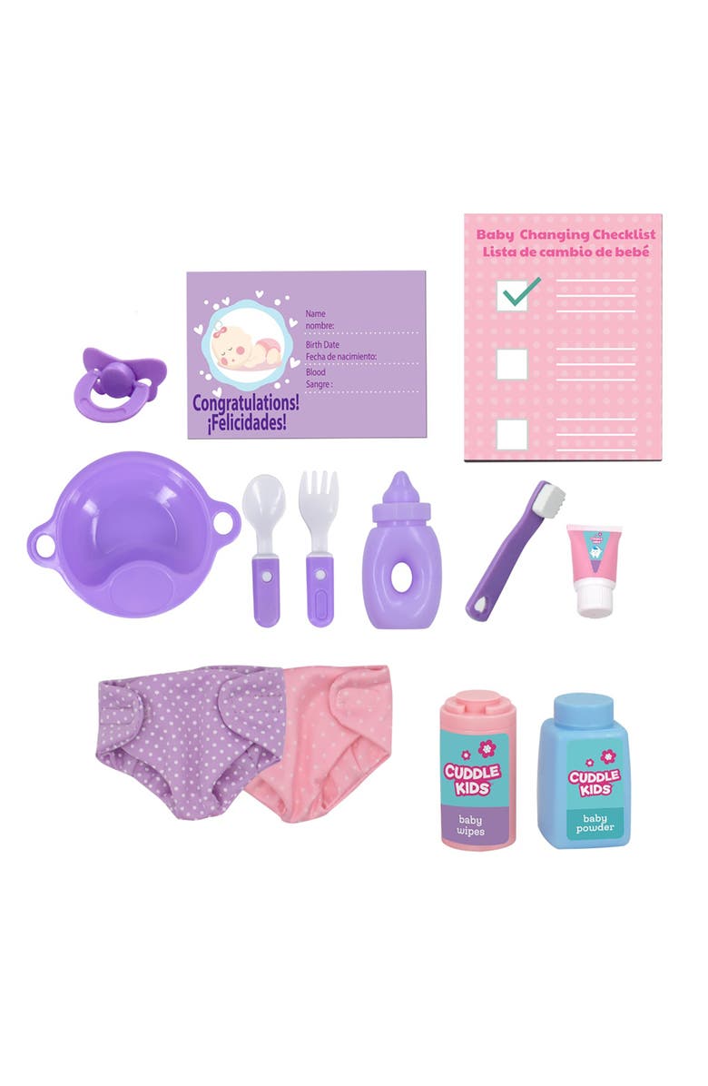 Cuddle Kids Play All Day 17 Pc 10" Baby Doll Playset, Alternate, color, Multicolored