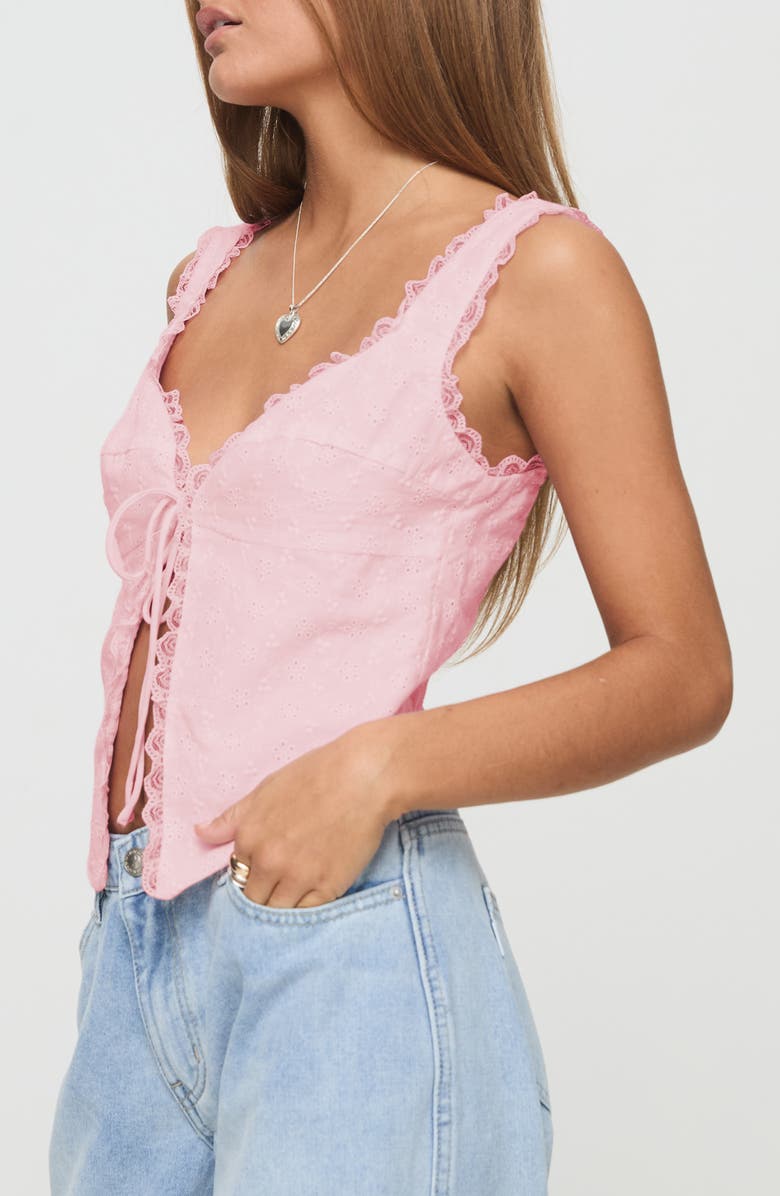 Princess Polly Merrelle Broderie Anglaise Crop Top, Alternate, color, Pink