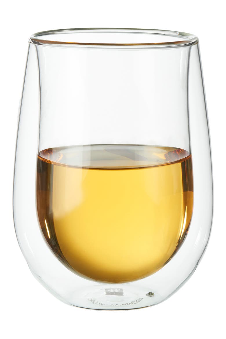 Sorrento Set of 2 Stemless White Wine Glasses, Alternate, color, SILVER