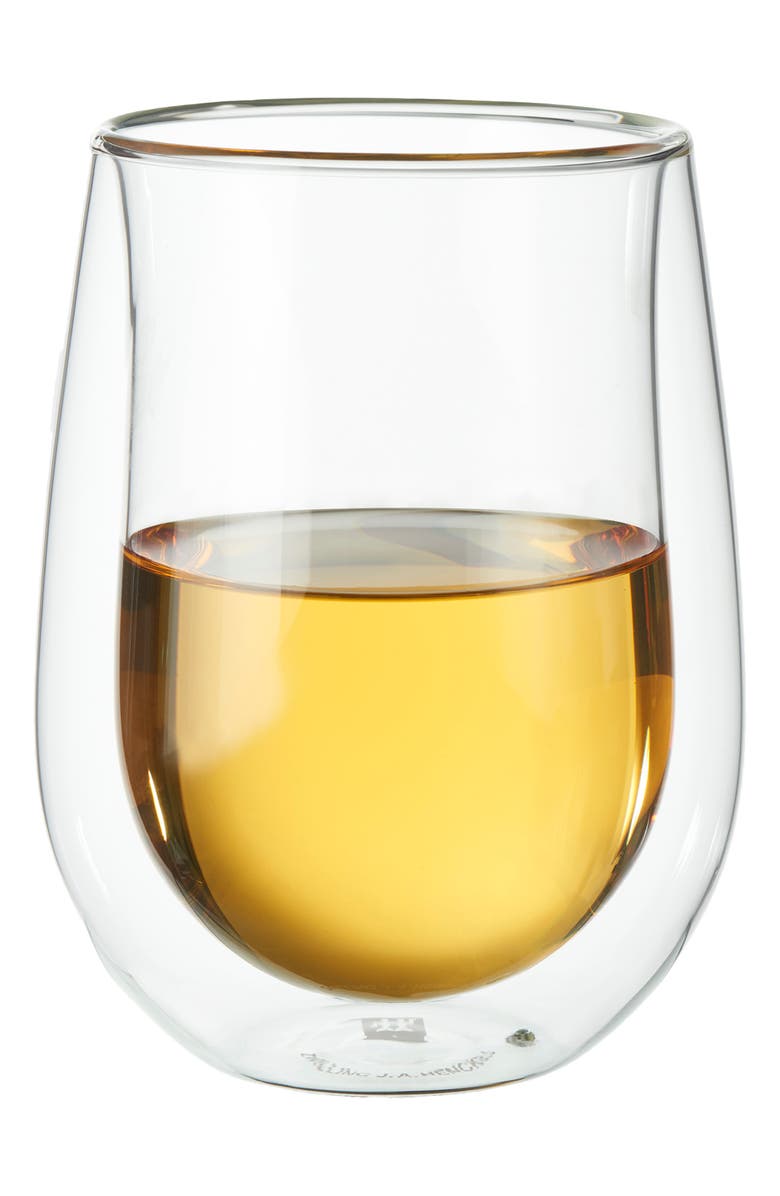 ZWILLING Sorrento Set of 2 Stemless White Wine Glasses, Alternate, color, Silver