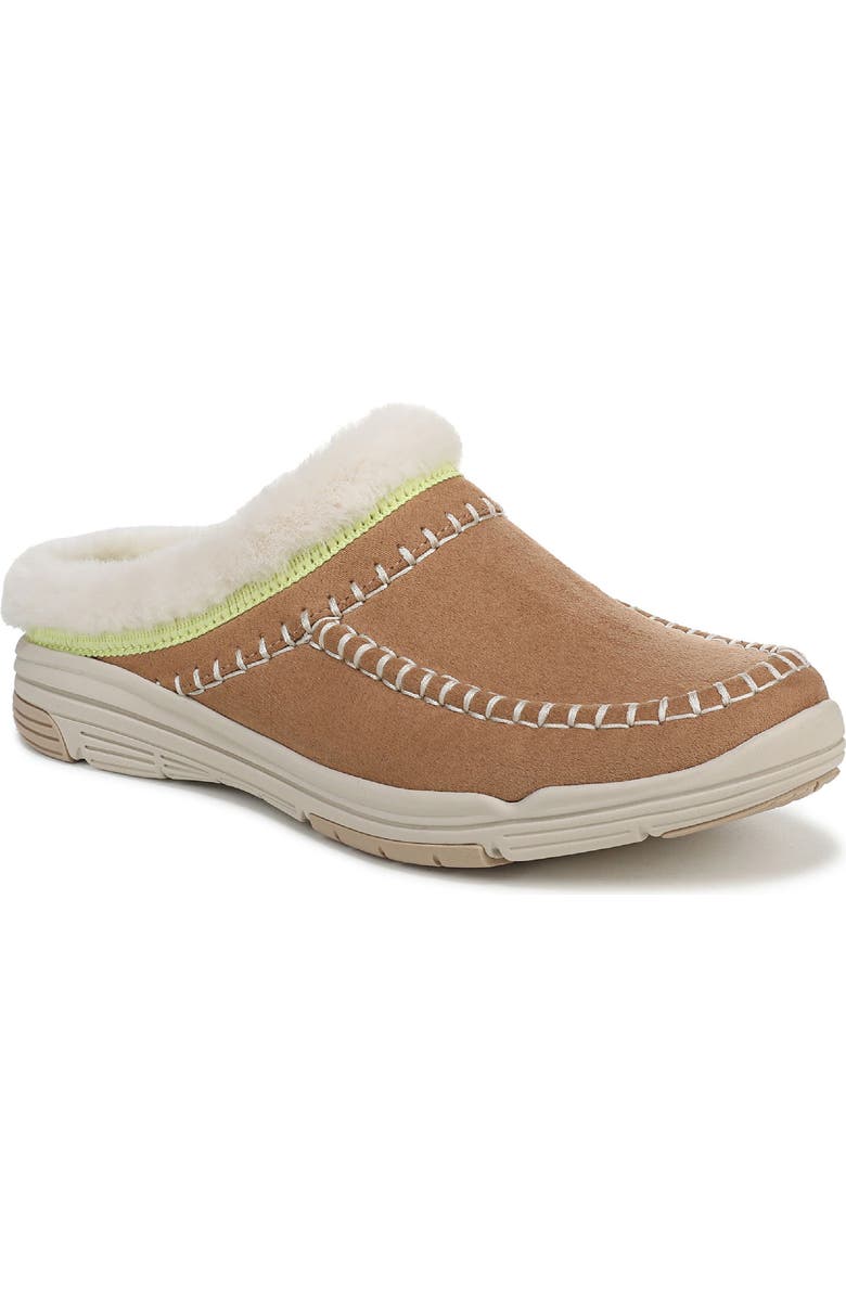 Rykä Arrow Faux Fur Trim Mule, Main, color, Honey Brown