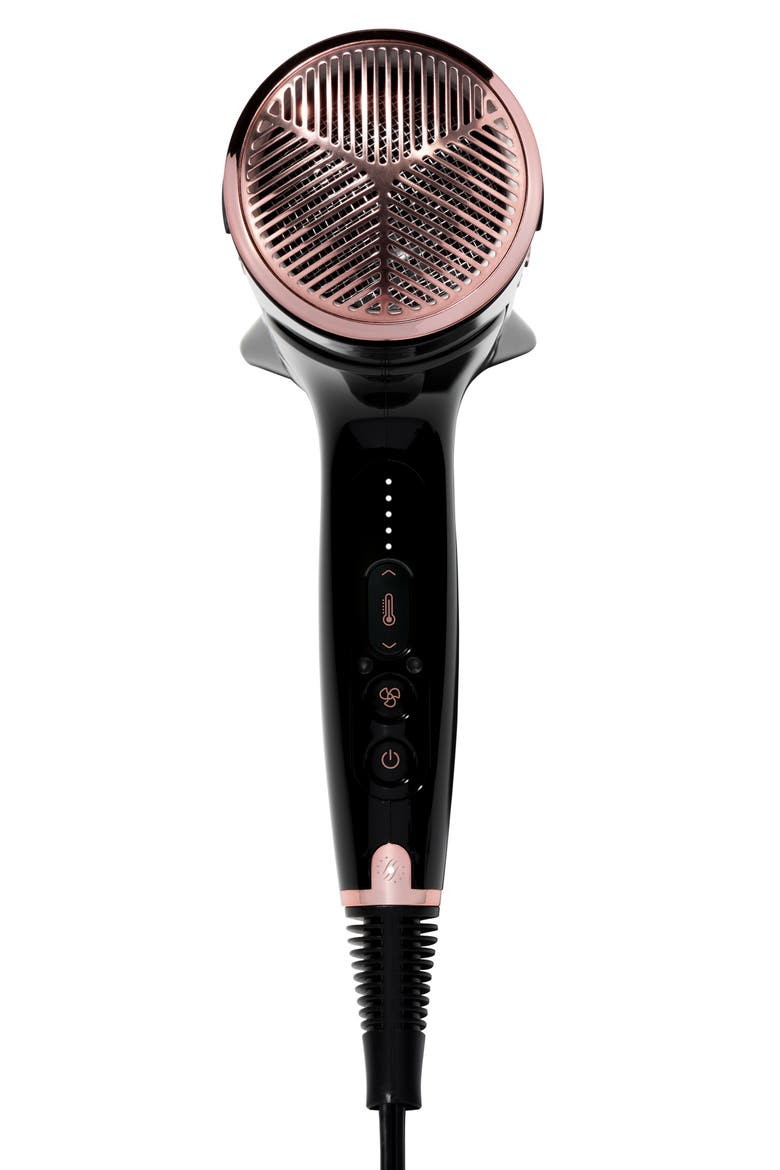 Cura Luxe Professional Ionic Hair Dryer with Auto Pause Sensor, Alternate, color, BLACK/ ROSE GOLD