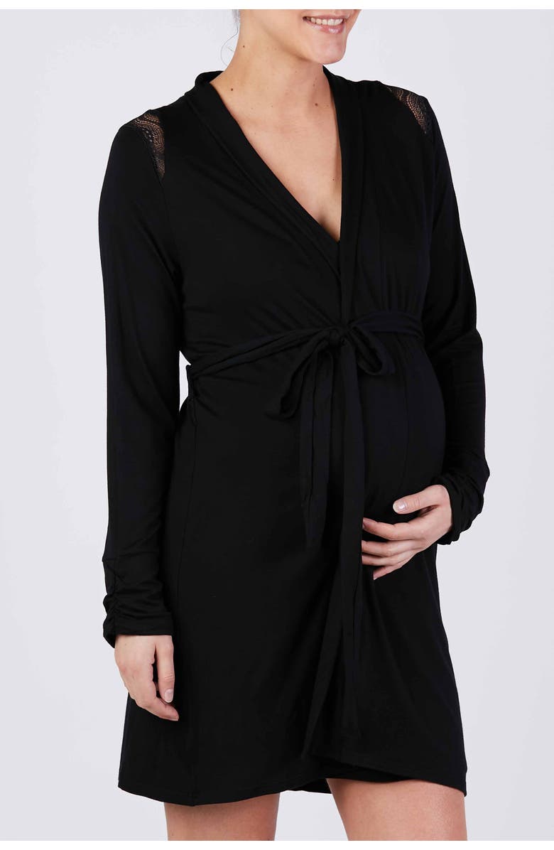 Cache Coeur Serenity Maternity negligee, Main, color, Black