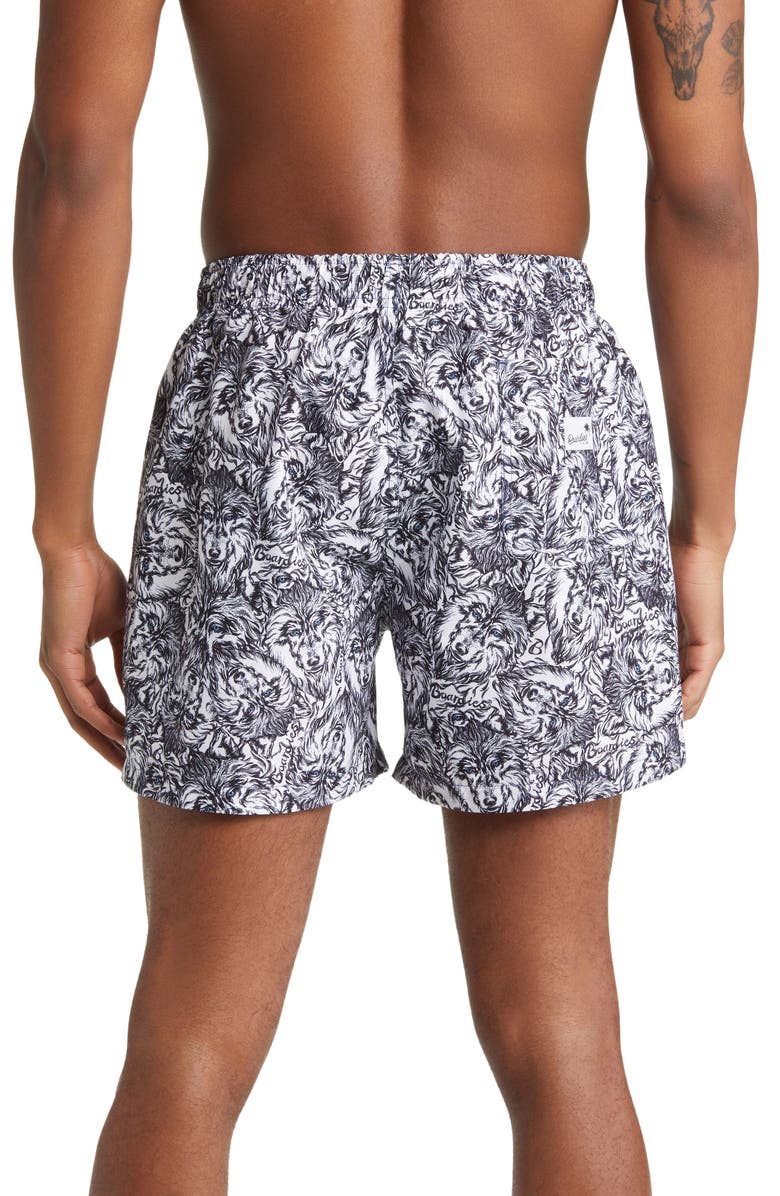 Boardies Wolf Print Mid Swim Trunks, Alternate, color,