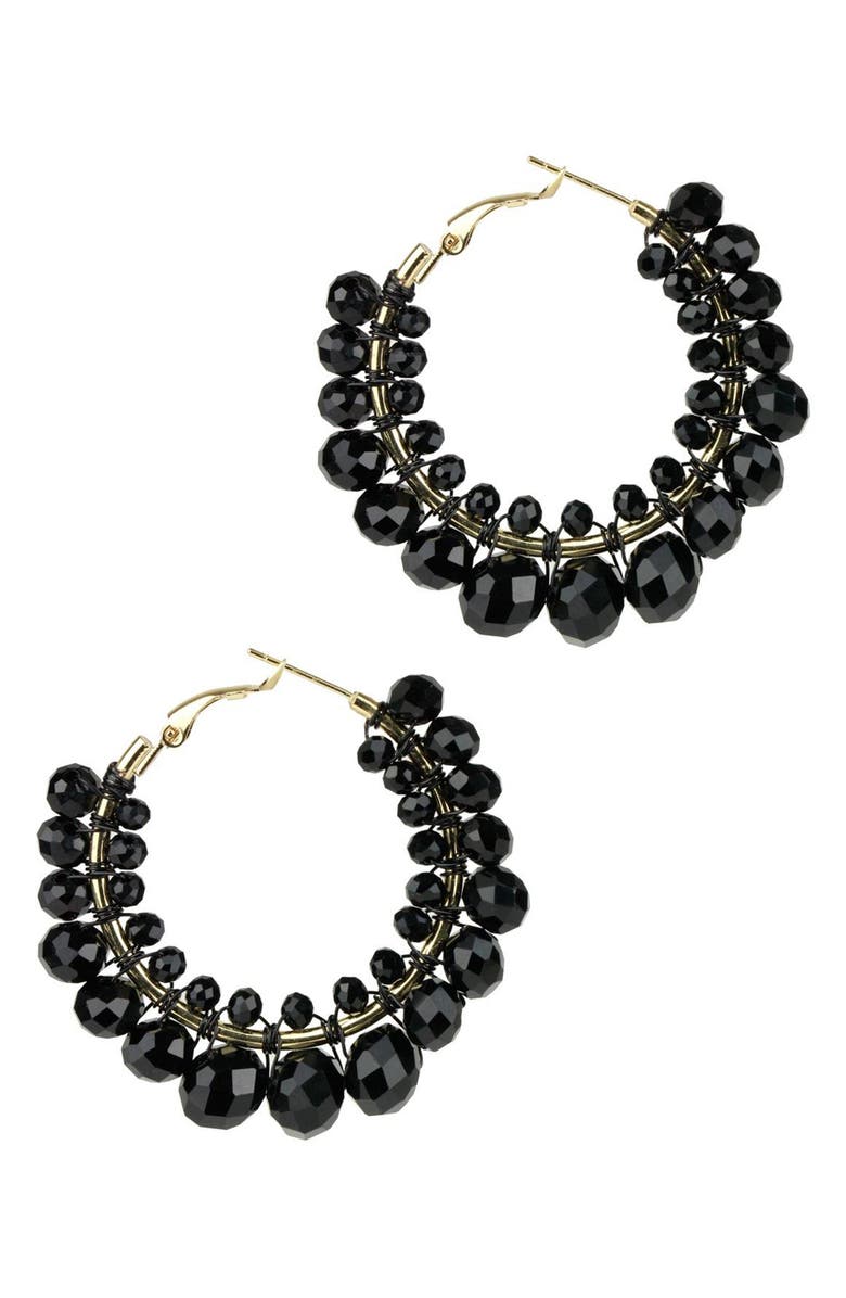 SAACHI Shaam Beaded Hoop Earrings, Main, color, 