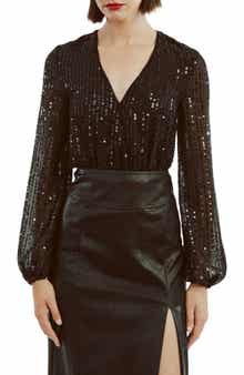 Sequin Wrap Front Bodysuit