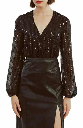 Sequin Wrap Front Bodysuit