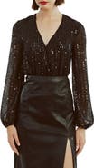 Bardot Sequin Wrap Front Bodysuit