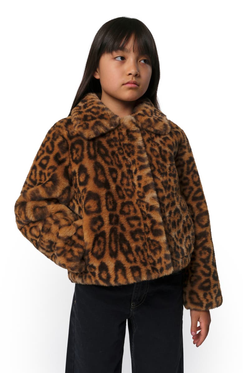 Apparis Kids' Elis Pluche<sup>™</sup> Faux Fur Coat, Alternate, color, Leopard