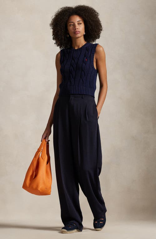 Polo Ralph Lauren Cable-knit Cotton Cropped Vest In Hunter Navy