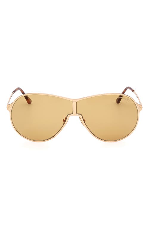 Tom Ford Gais 71mm Oversize Mirrored Pilot Sunglasses In Yellow Gold Classic Havana