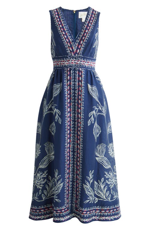 Lilly Pulitzer Daniella Midi Dress In Low Tide Navy