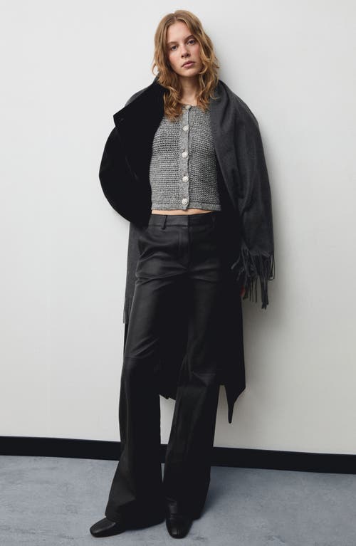 Mango Metallic Cotton Blend Cardigan In Dark Grey/silver