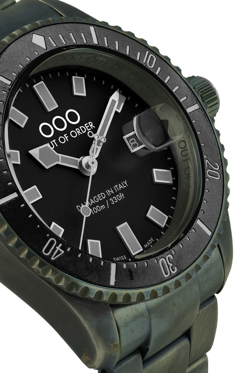 OUT OF ORDER Casanova Swiss Movement Ultra Distressed Bracelet Watch, 44mm, Alternate, color, 