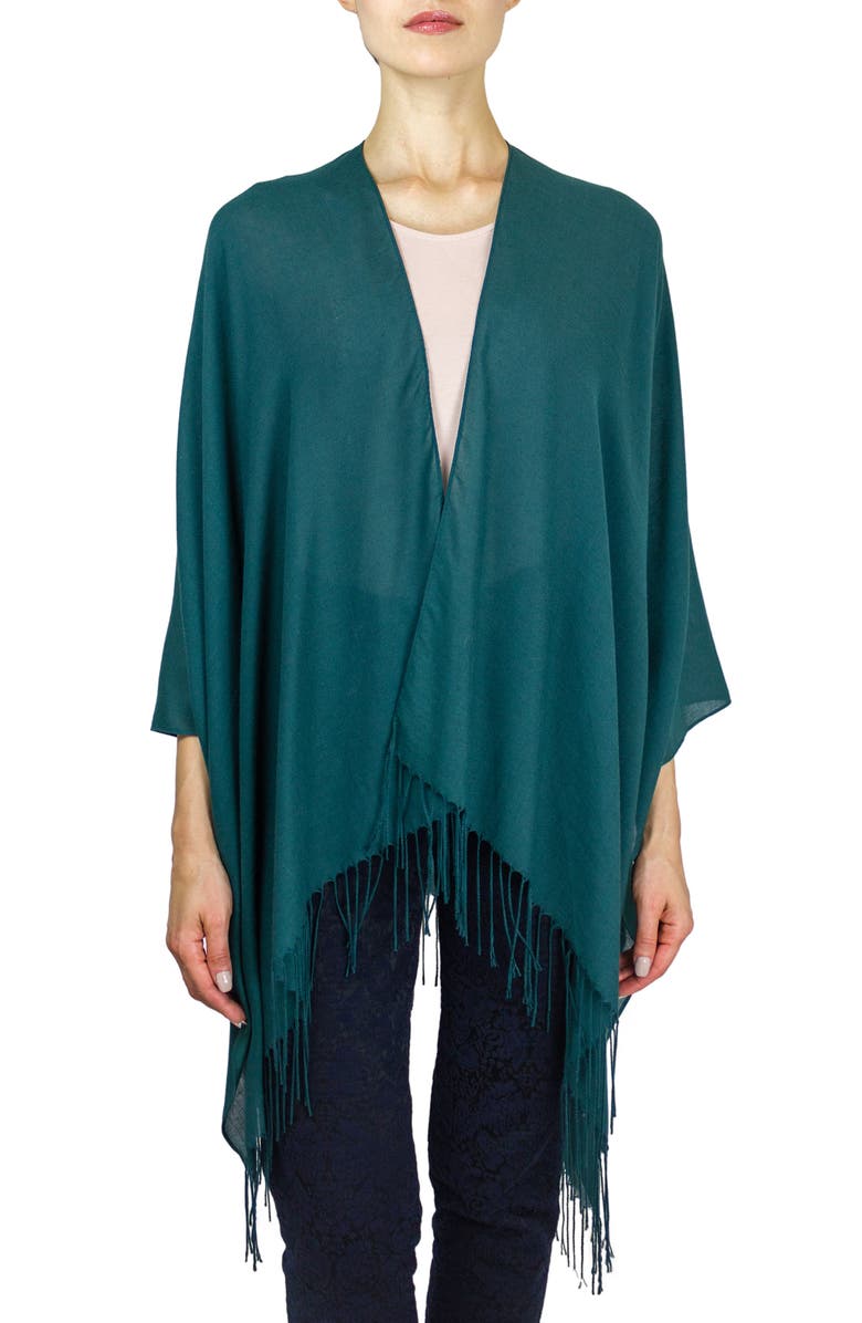 JUST JAMIE Solid Fringe Trim Ruana, Alternate, color, 