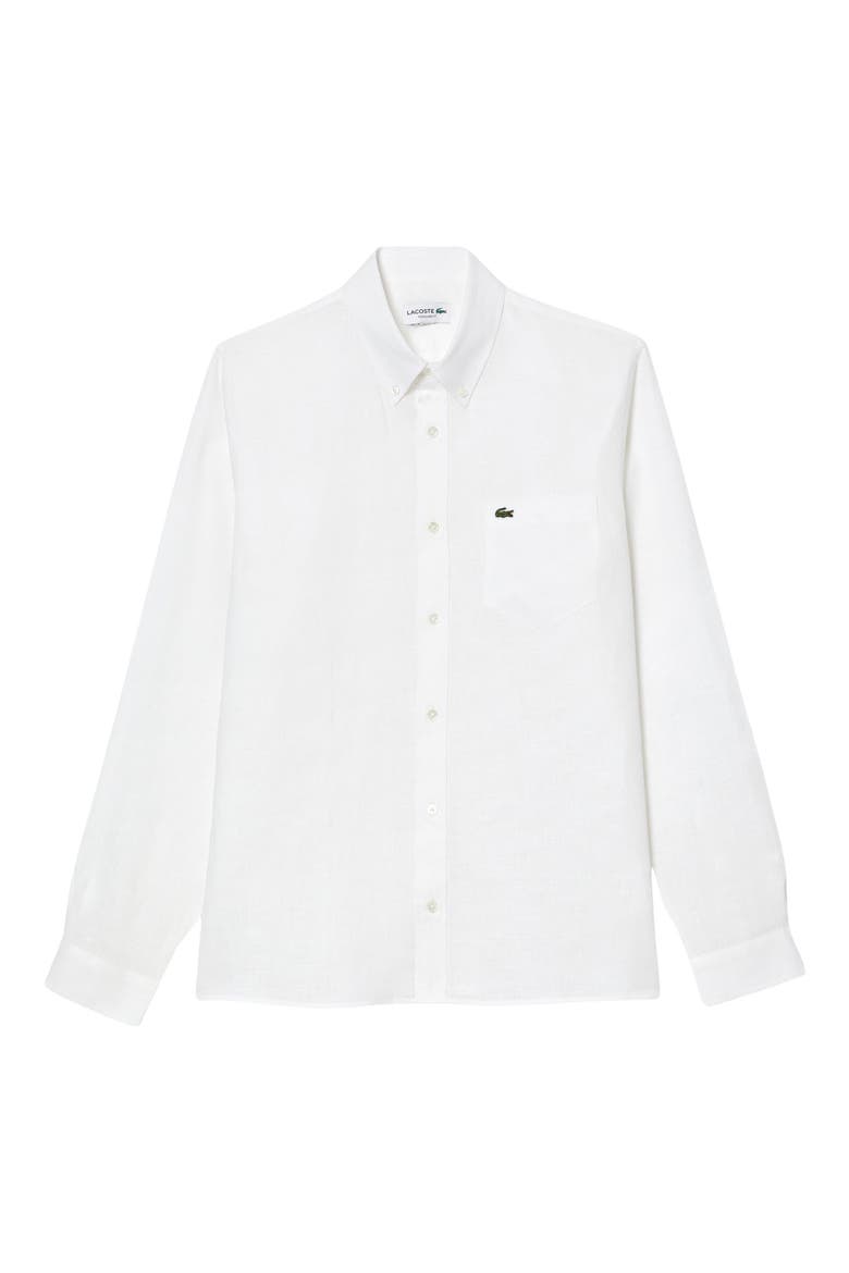 Regular Fit Linen Button-Down Shirt, Alternate, color, WHITE