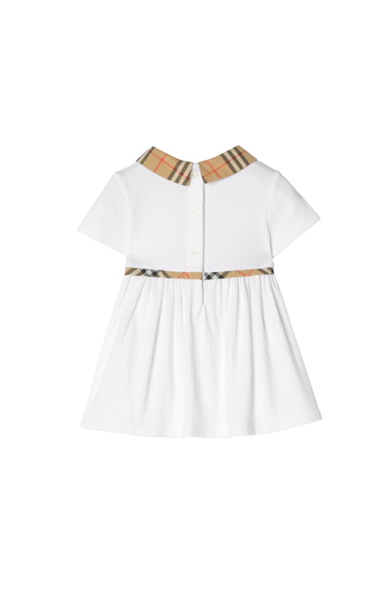 Check Trim Stretch Cotton Dress with Bloomers, Alternate, color, White