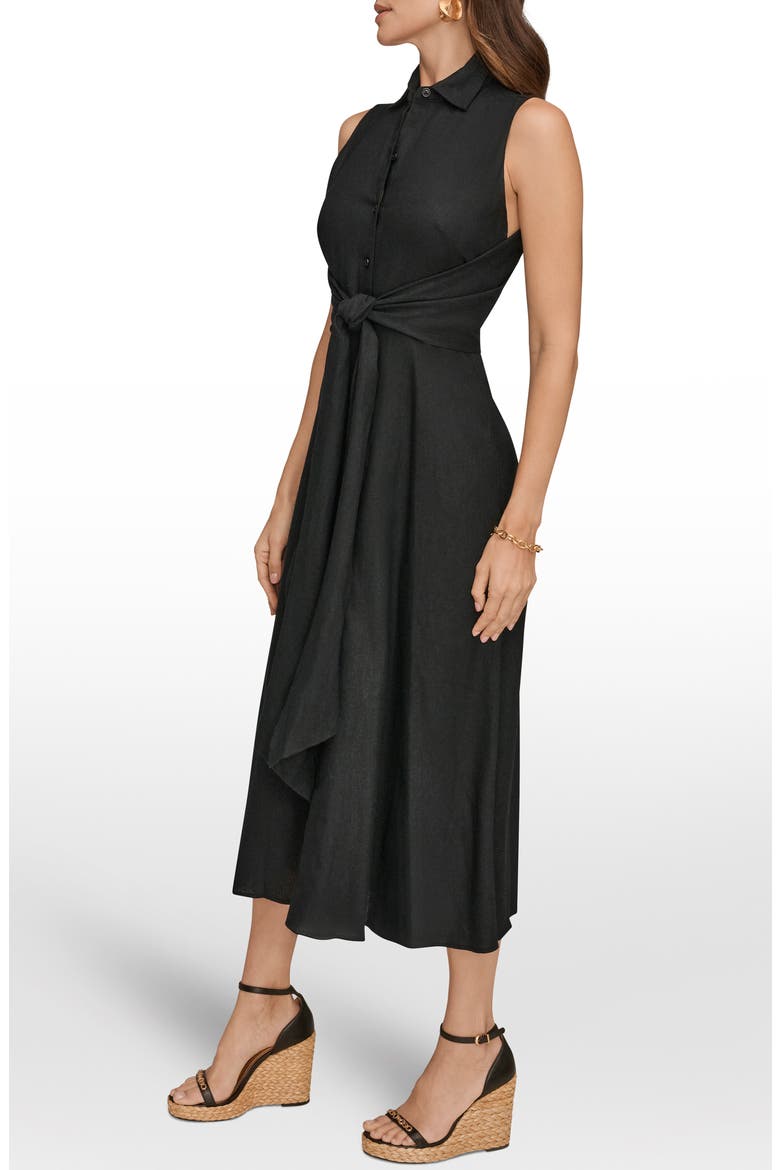 Sleeveless Linen Blend Shirtdress, Alternate, color, BLACK