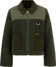 Barbour Malena Faux Shearling Fleece Crop Jacket