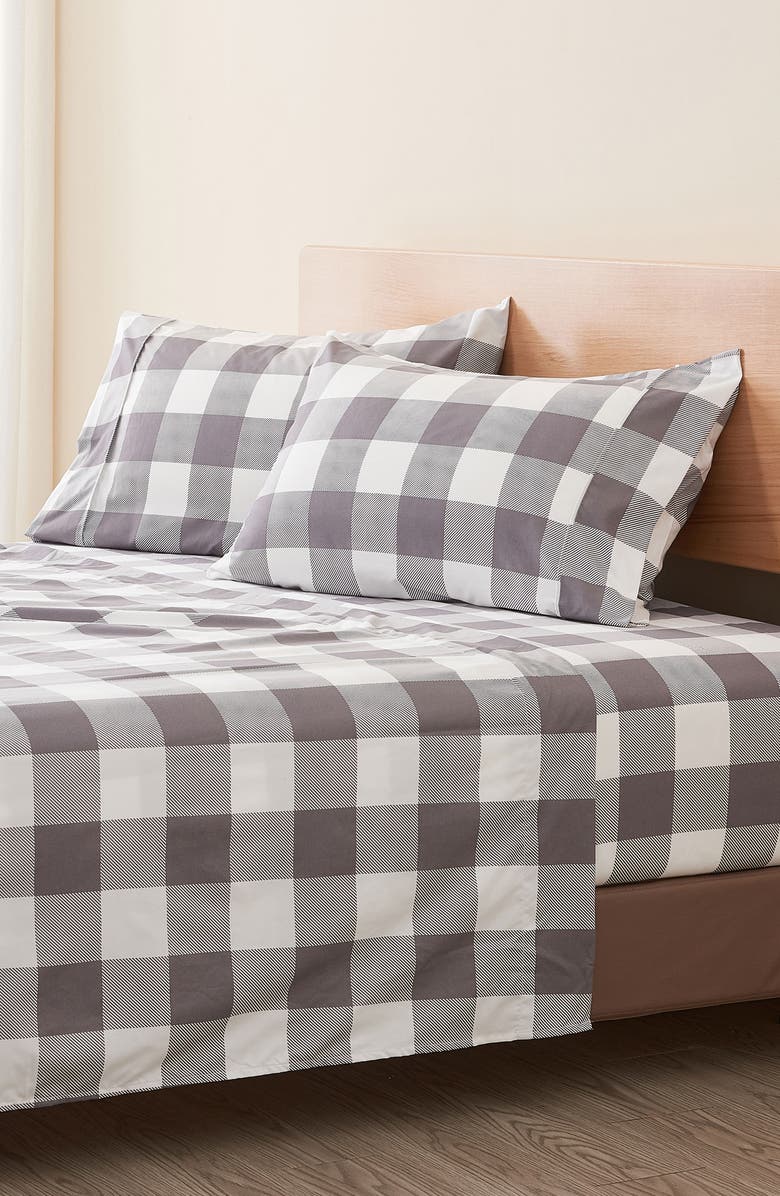 Woven & Weft Print Microfiber Sheet Set, Alternate, color,