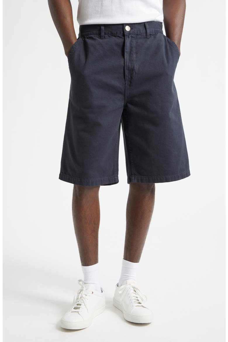 Coarse Cotton Twill Shorts, Main, color, BLACK