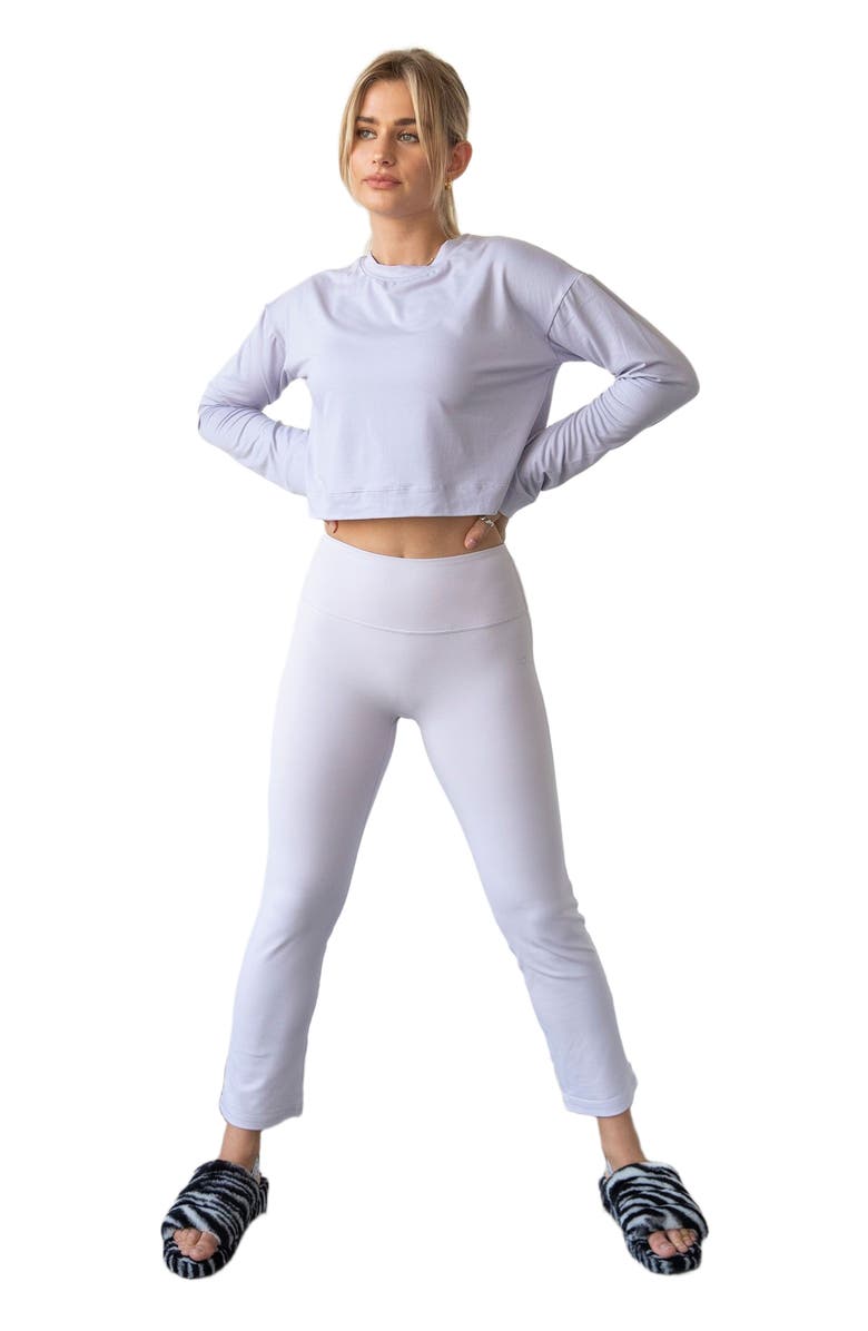 Rebody Active Go With The Flow Crop Long Sleeve Top, Alternate, color, Purple Lace