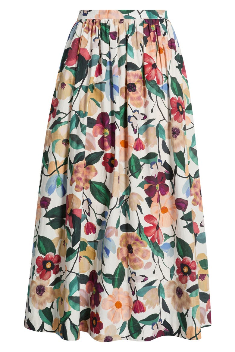 Maeve Floral Organic Cotton Ankle Skirt, Alternate, color, ANDALUSIA PRINT