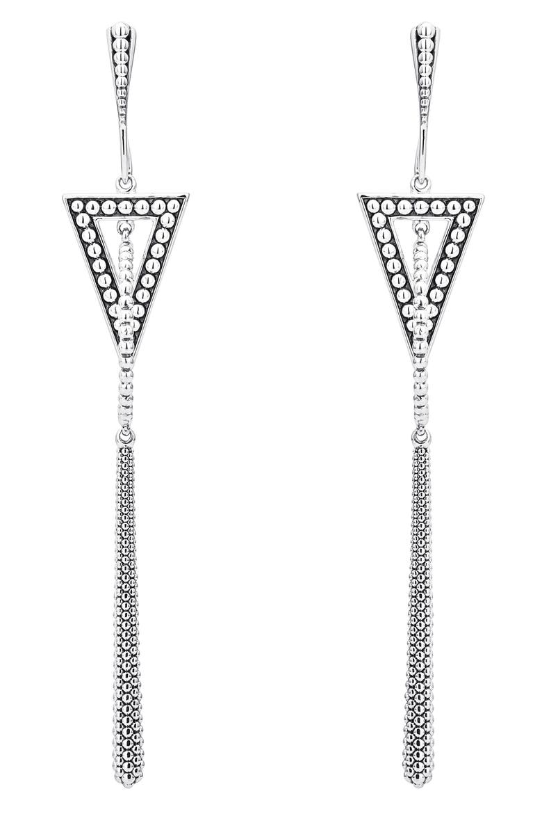 Signature Caviar Triangle & Circle Drop Earrings, Main, color, SILVER