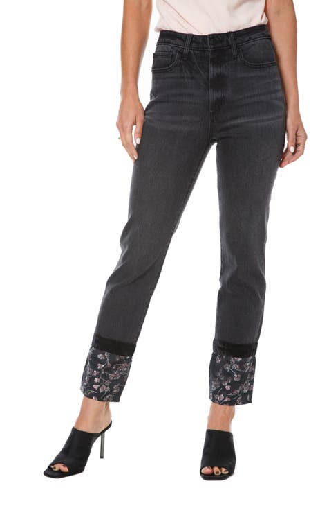 Floral Print Straight Leg Jeans