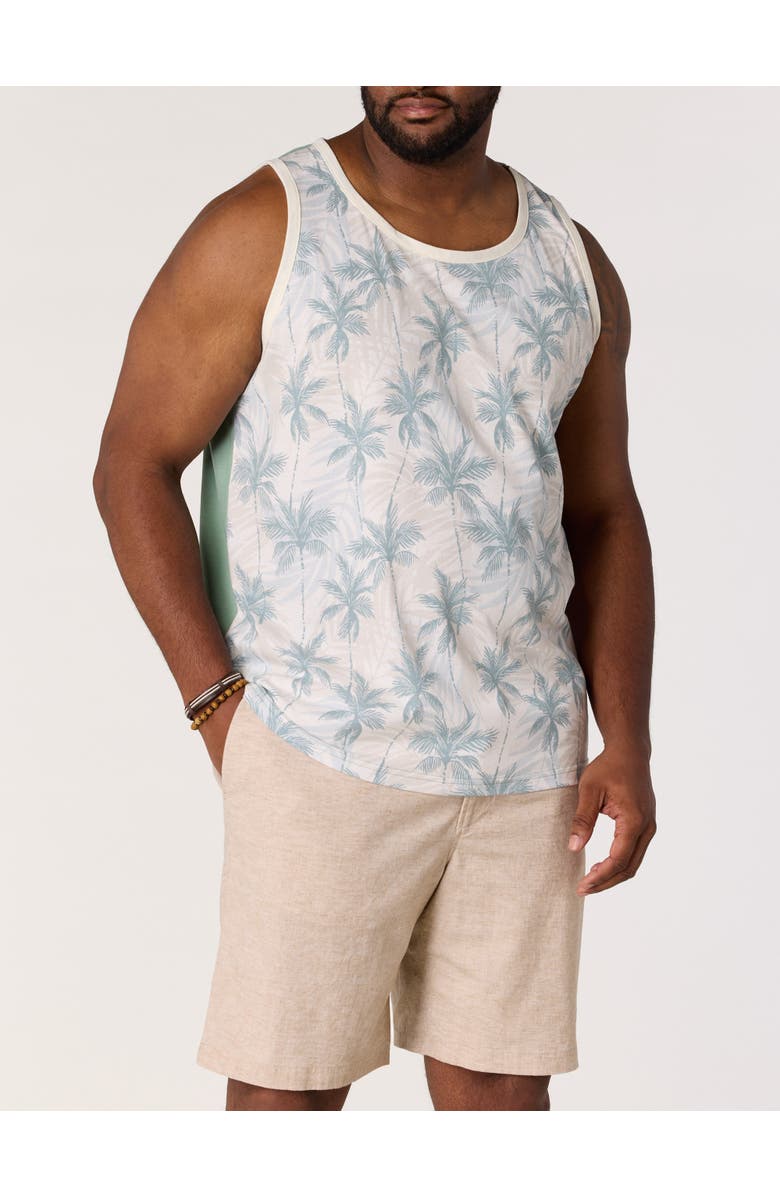 True Nation by DXL Big & Tall Palm Tree Sleeveless T-Shirt V2, Main, color, Sea Spray